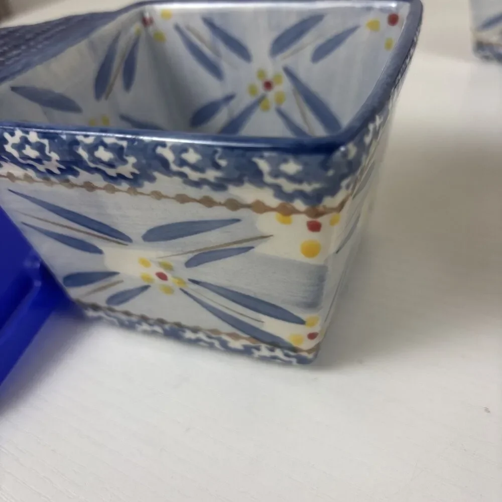 Temptations Ramekin Old World Blue Baking Dish Lids 3.75